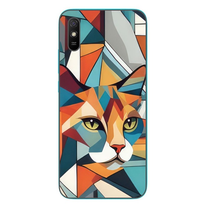 Кейс съвместим с Xiaomi Redmi 9A Silicon Gel Tpu Модел Cubic Cat Арт