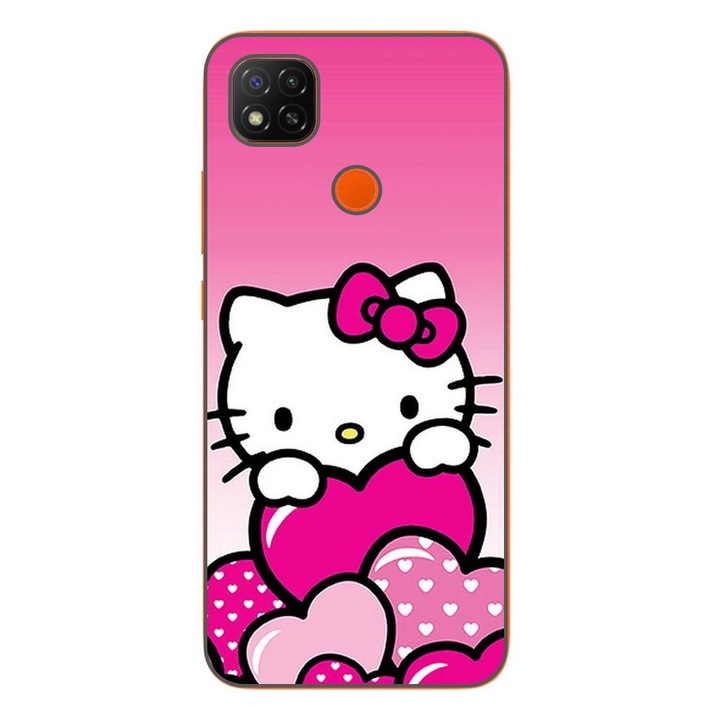 Кейс съвместим с Xiaomi Redmi 9C, 9C NFC Silicon Gel Tpu Модел Hello Kitty Pink Hearts