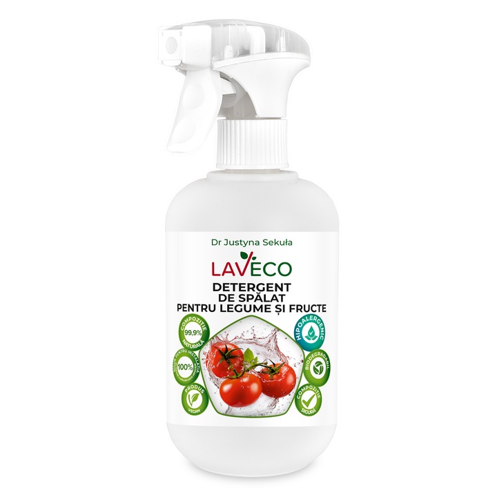 Solutie pentru spalarea fructelor si a legumelor Bio (100% naturala)-fara miros sau postgust -asigura curatenia igienica, indeparteaza impuritatile, ceara, pesticide si murdaria-0.5 L
