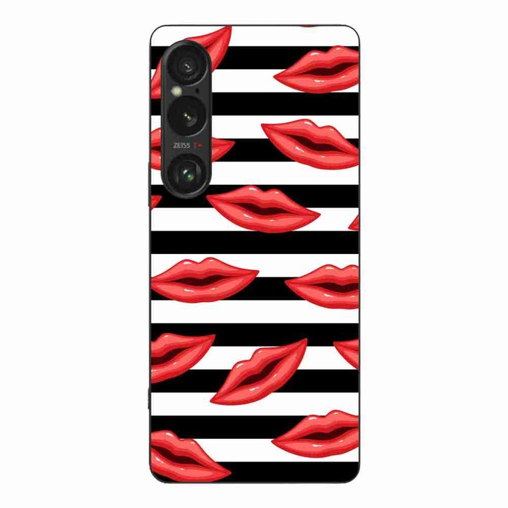 Капак, съвместим с модел Sony Xperia 1 VI Silicon Gel Tpu Striped Kisses