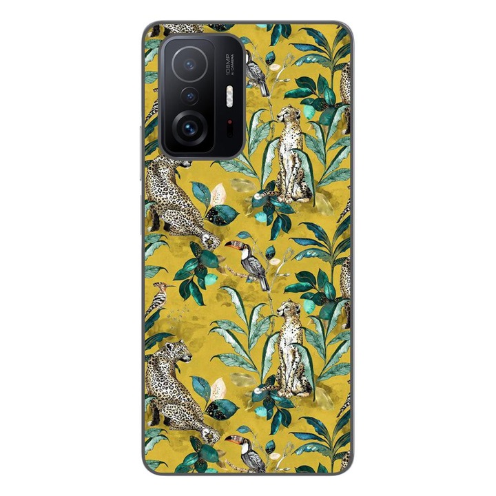 Калъф, съвместим с модел Xiaomi Mi 11T, Mi 11T Pro Silicon Gel Tpu Yellow Jungle Pattern