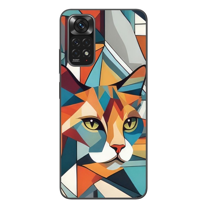 Кейс съвместим с Xiaomi Redmi Note 11 Silicon Gel Tpu Модел Cubic Cat Арт