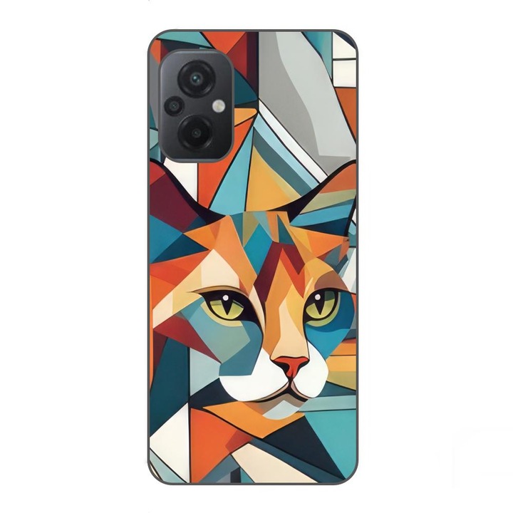 Кейс съвместим с Xiaomi Poco M5 Silicon Gel Tpu Модел Cubic Cat Арт