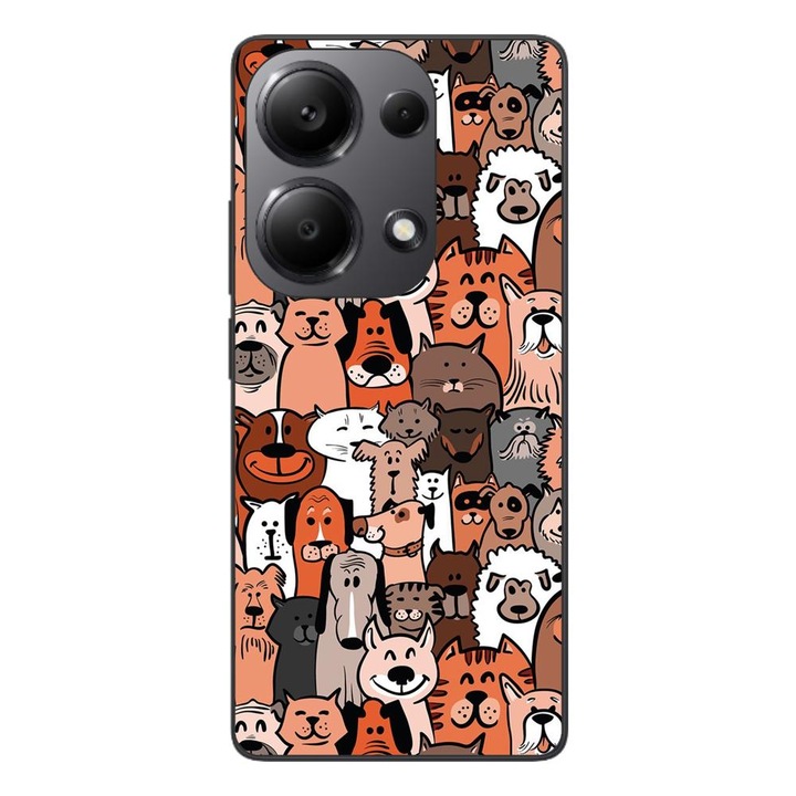 Husa compatibila cu Xiaomi Redmi Note 13 Pro 4G Silicon Gel Tpu Model Caini si Pisici Pattern