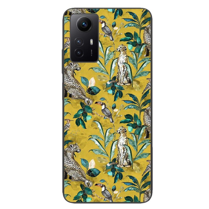 Калъф, съвместим с модел Xiaomi Redmi Note 12s Silicon Gel Tpu Yellow Jungle Pattern