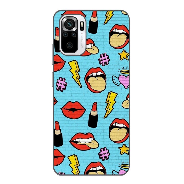 Калъф, съвместим с Xiaomi Poco M5s Silicon Gel Tpu Model Pop Art Lips