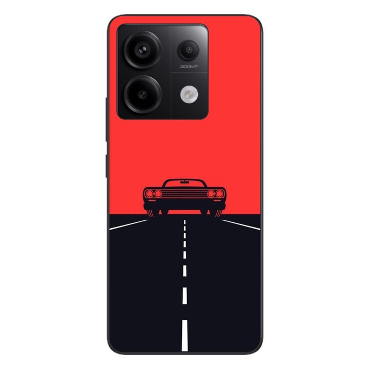 Капак, съвместим с Xiaomi Redmi Note 13 Pro 5G Silicon Gel Tpu Модел Red Sky Muscle Car