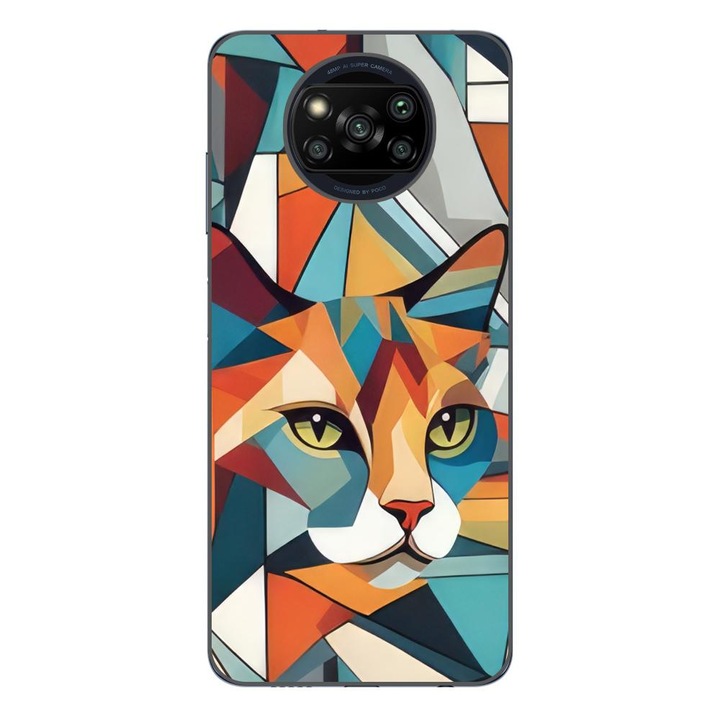 Кейс съвместим с Xiaomi Poco X3 Pro Silicon Gel Tpu Модел Cubic Cat Арт
