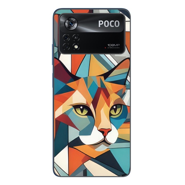 Кейс съвместим с Xiaomi Poco X4 Pro Silicone Gel Tpu Модел Cubic Cat Арт