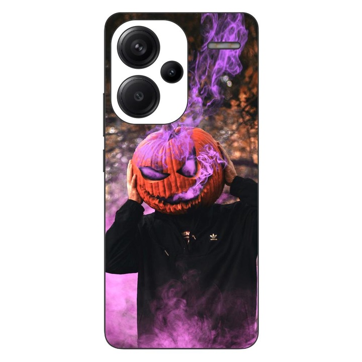 Husa compatibila cu Xiaomi Redmi Note 13 Pro Plus Silicon Gel Tpu Model Halloween Cap Dovleac cu Fum