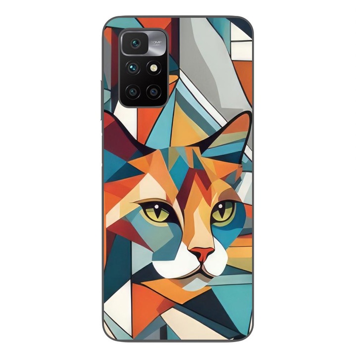 Кейс съвместим с Xiaomi Redmi 10 Silicon Gel Tpu Модел Cubic Cat Арт