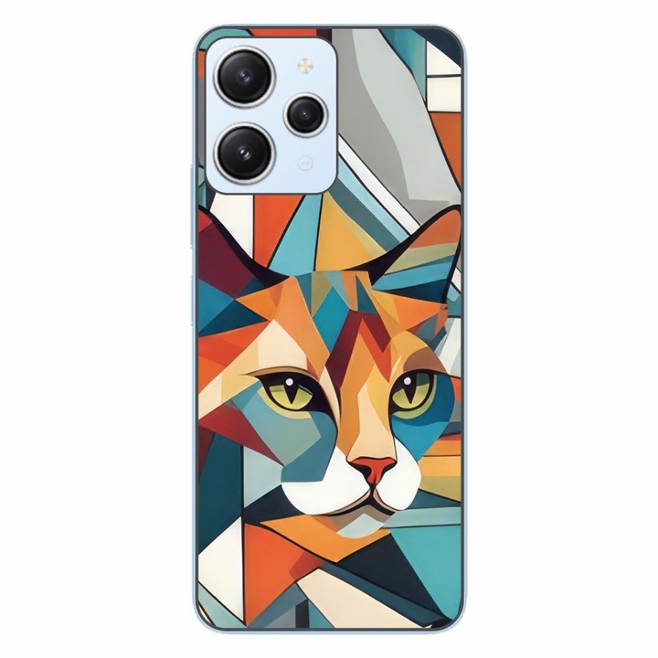 Кейс съвместим с Xiaomi Redmi 12 4G Silicon Gel Tpu Модел Cubic Cat Арт