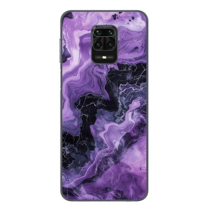 Капак, съвместим с Xiaomi Redmi Note 9 Pro Silicon Gel Tpu Модел Abstract Purple Marble