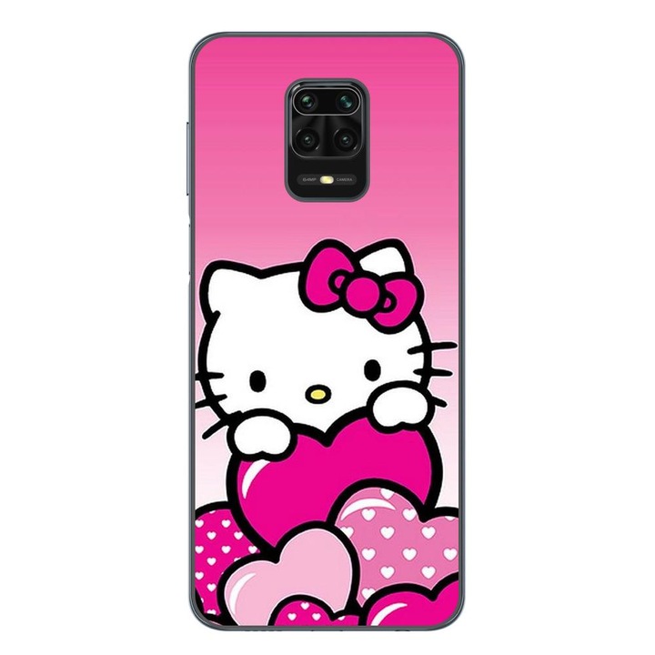 Husa compatibila cu Xiaomi Redmi Note 9 Pro Silicon Gel Tpu Model Hello Kitty Pink Hearts