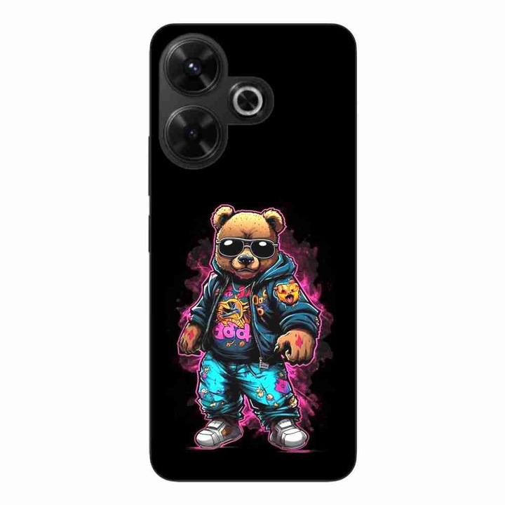 Husa compatibila cu Xiaomi Redmi 13 4G Silicon Gel Tpu Model Bear Cool Black