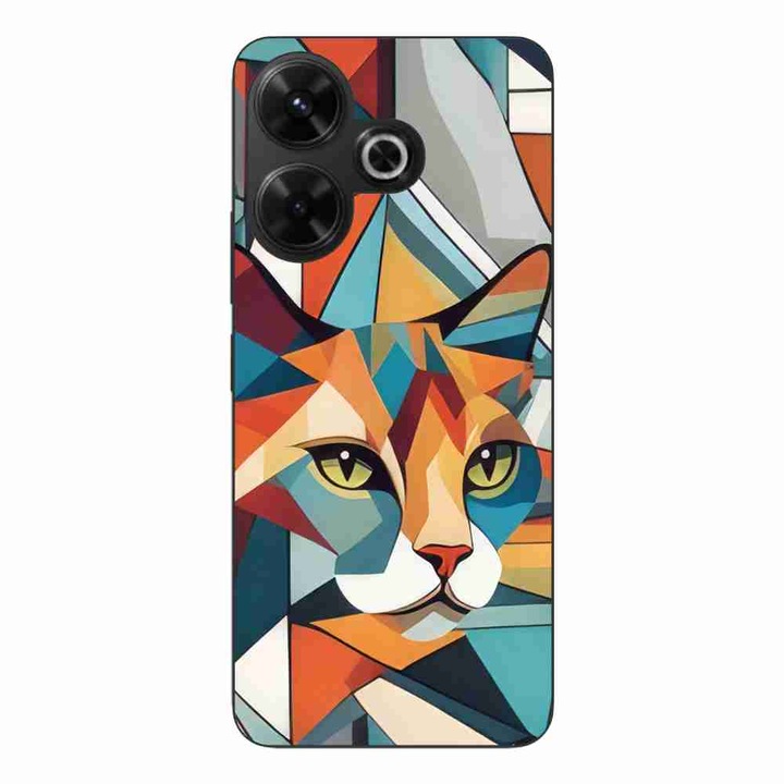 Кейс съвместим с Xiaomi Redmi 13 4G Silicon Gel Tpu Модел Cubic Cat Арт