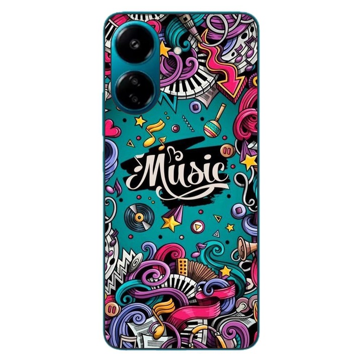 Калъф, съвместим с модел Xiaomi Redmi 13C 4G Silicon Gel Tpu Pop Art Music