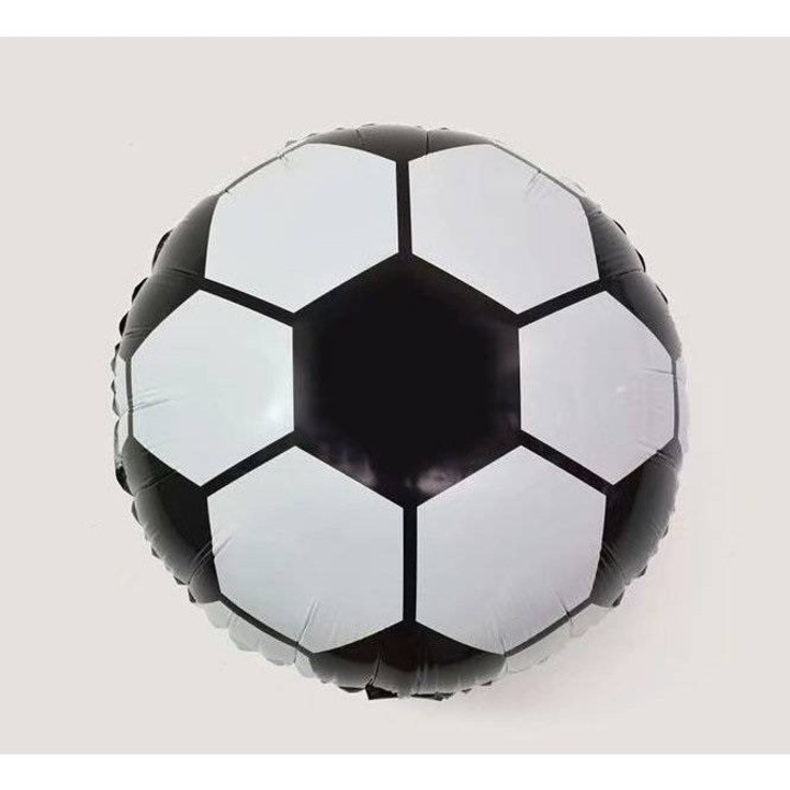 Balon din Folie Metalizata, Southern Sky, Figurina Cerc, Model Minge de Fotbal, Tematica Sport, 45 cm, Ambalaj Individual, Pai Inclus, Umflare cu Aer sau Heliu, Alb-Negru