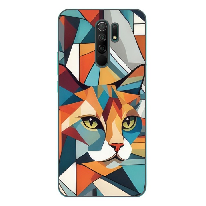 Кейс съвместим с Xiaomi Redmi 9 Silicon Gel Tpu Модел Cubic Cat Арт