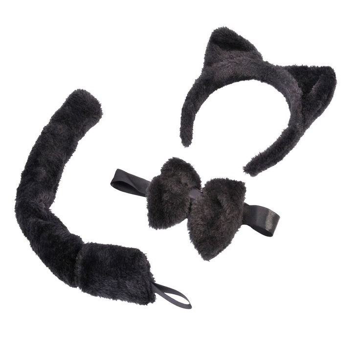 Set Deghizare Pisica, 3 Piese, Negru