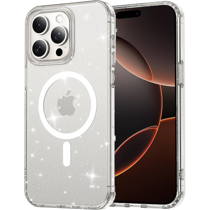 Husa pentru Apple iPhone 16 Pro Vetter soft pro glitter mag transparent