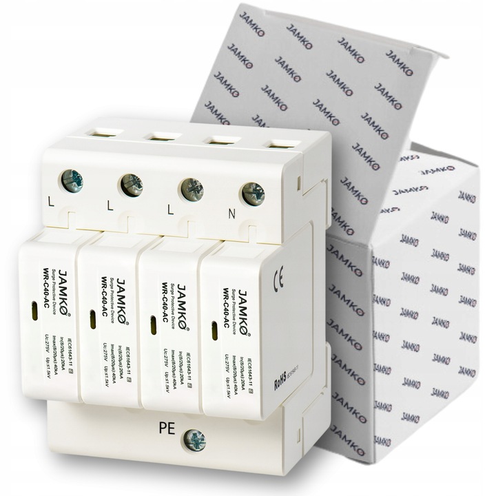 Защита от пренапрежение AC 4P T2 C40-AC, JAMKO, 20 kA, 40 kA, 275 V, 1.5 kV