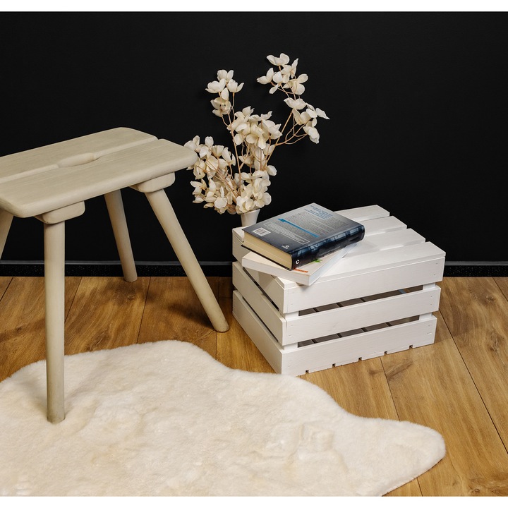 Голям дървен сандък с капак, Creative Deco, бял цвят, ръчно изработен, 40 x 30 x 22 см, универсална кутия, винтидж стил, за дома