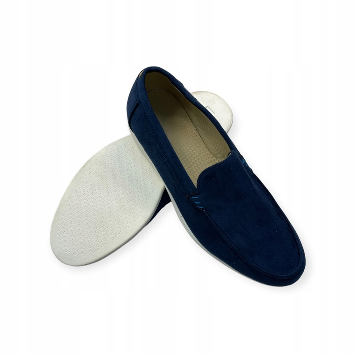 Férfi mokaszinok, Old Money, velúr, belső talp, kék, 48 EU