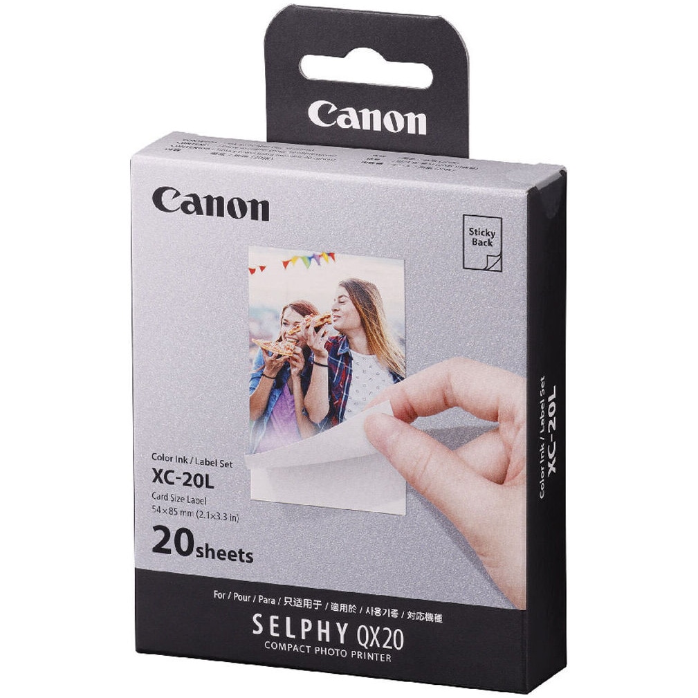 Set hartie foto + cerneala Canon Selphy XC-20L pentru Selphy QX20, 54x85mm, 20 coli, 6755C002AA