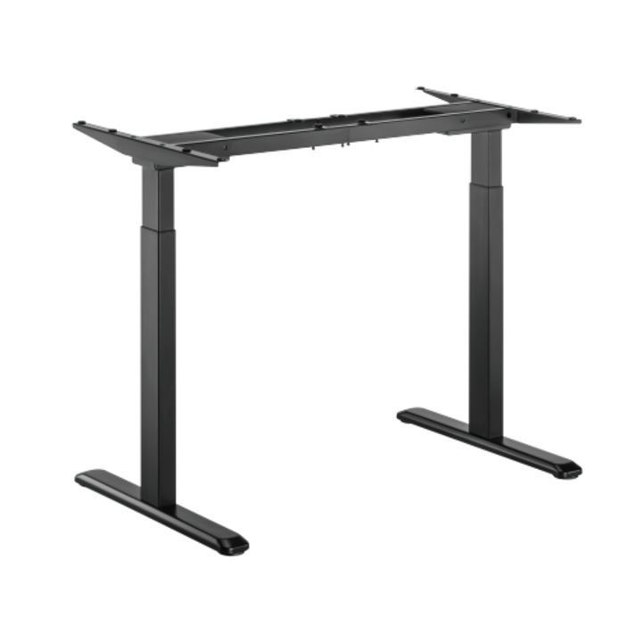 Cadru birou reglabil electric MTP, 2 motoare, Pana la 100 kg, 25mm/s, Panou control, Ergonomic, 3 Functii de Memorie, Sistem Anti-Coliziune, Timer, Inaltime 72-120 cm, Lungime cadru 100-170 cm - Negru