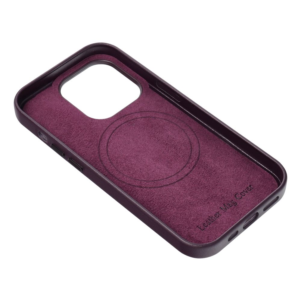Husa pentru iPhone 16 Pro Daden® MagCover Leather, Magsafe, Piele Naturala, Antisoc, Incarcare Wireless, Violet