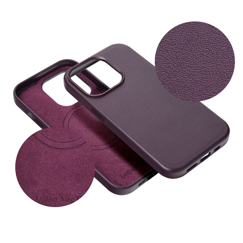 Husa pentru iPhone 16 Pro Daden® MagCover Leather, Magsafe, Piele Naturala, Antisoc, Incarcare Wireless, Violet