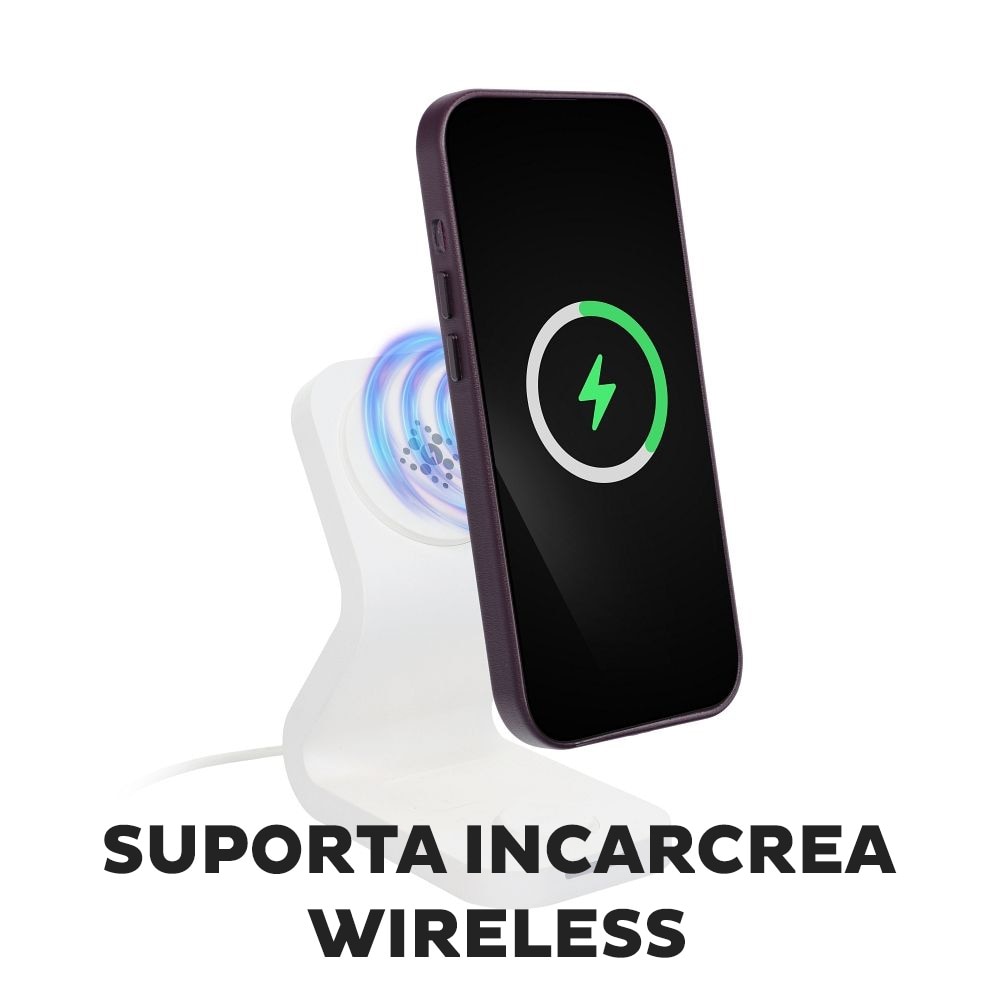 Husa pentru iPhone 16 Pro Daden® MagCover Leather, Magsafe, Piele Naturala, Antisoc, Incarcare Wireless, Violet