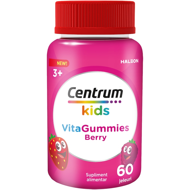 Centrum Kids VitaGummies multivitamine pentru dezvoltarea sanatoasa a copiilor, 60 jeleuri cu aroma de fructe de padure