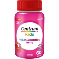 Supliment alimentar, complex multivitamine si minerale Centrum VitaGummies pentru dezvoltarea sanatoasa a copiilor 3 ani+, imunitate, energie cu vitaminele, A, B C, D, E, zinc, biotina, niacina, 60 de jeleuri cu aroma de fructe de padure, Haleon