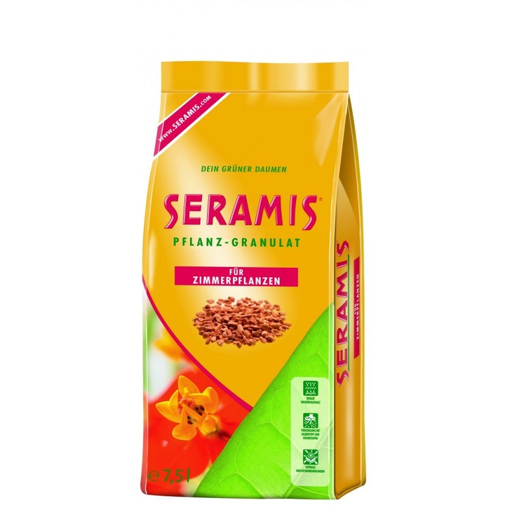 Гранулиран субстрат Seramis, от експандирани керамични гранули от червена глина за стайни растения в торба от 7,5 л, за Anthurium, Crassula, Pothos, Ficus, Areca, Dracaena, Diffenbachia sa или за хидропонни култури