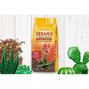 Substrat special granulat Seramis, din granule ceramice expandate de argila rosie si lava vulcanica, pentru cactusi si suculente la sac de 7l