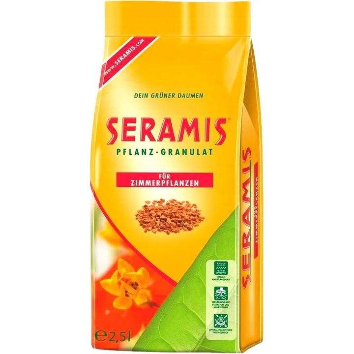 Substrat special granulat Seramis, din granule ceramice expandate de argila rosie pentru plante de interior la sac de 2,5l, pentru Anthurium, Crassula, Pothos s.a