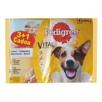 Hrana umeda pentru caini Pedigree Adult, Pui & Miel, 3+1 Gratis x 100g Hrana umeda pentru caini Pedigree Adult, Pui & Miel, 3+1 Gratis x 100g