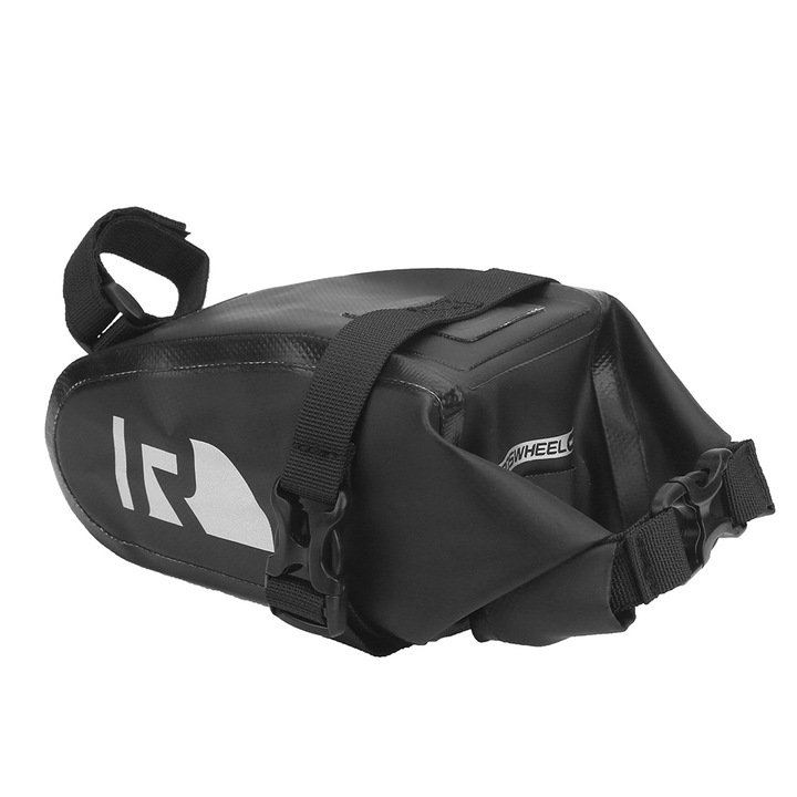 Vízálló kerékpár nyeregtáska, hordozható, fekete, 20x10x8cm