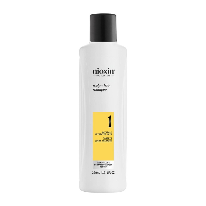 Sampon profesional fortifiant impotriva ruperii Nioxin System 1 Scalp + Hair pentru par natural cu aspect usor subtiat, 300 ml