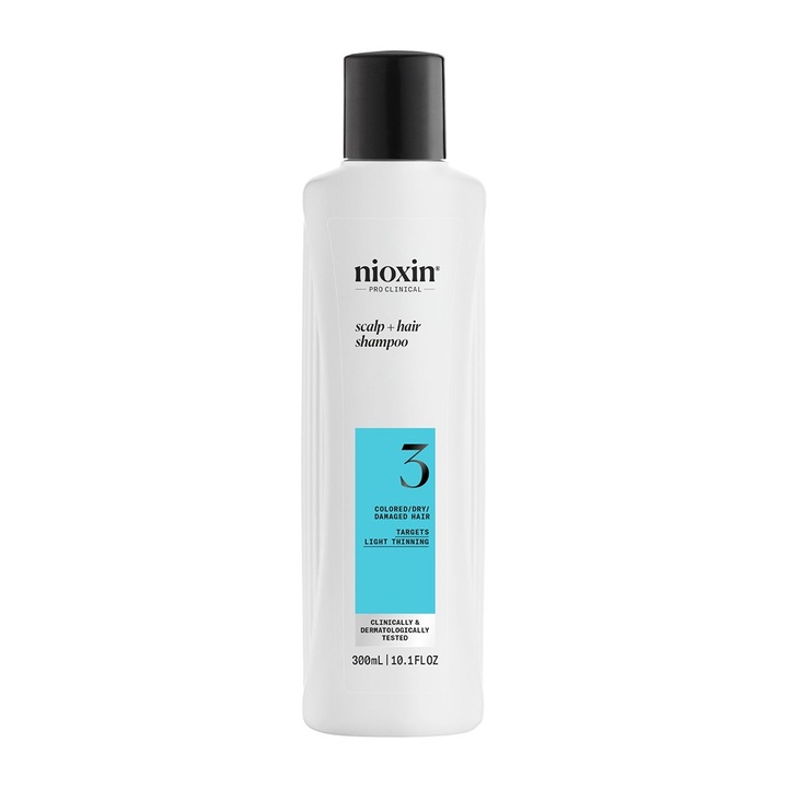 Sampon profesional fortifiant impotriva ruperii Nioxin System 3 Scalp + Hair pentru par vopsit sau deteriorat cu aspect usor subtiat, 300 ml