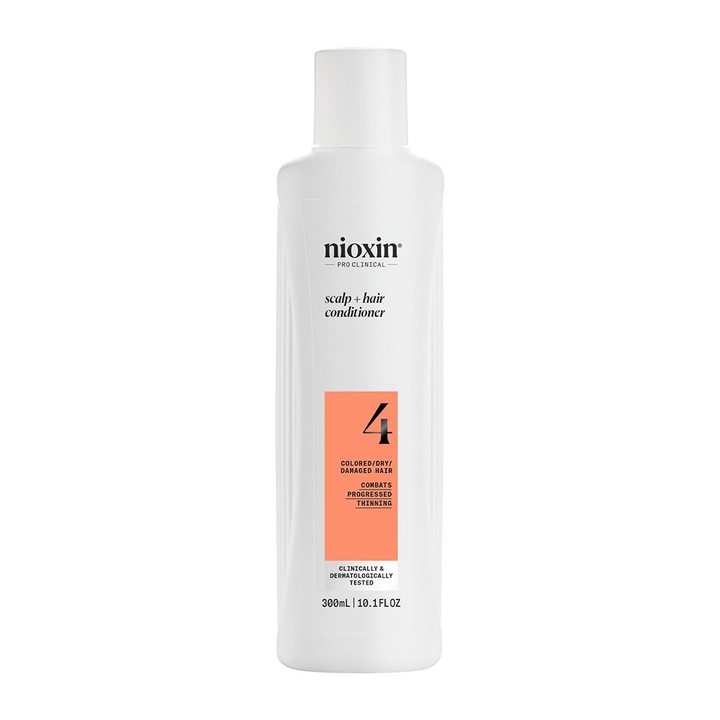 Balsam profesional fortifiant impotriva ruperii Nioxin System 4 Scalp + Hair pentru par vopsit sau deteriorat afectat de subtiere avansata, 300 ml