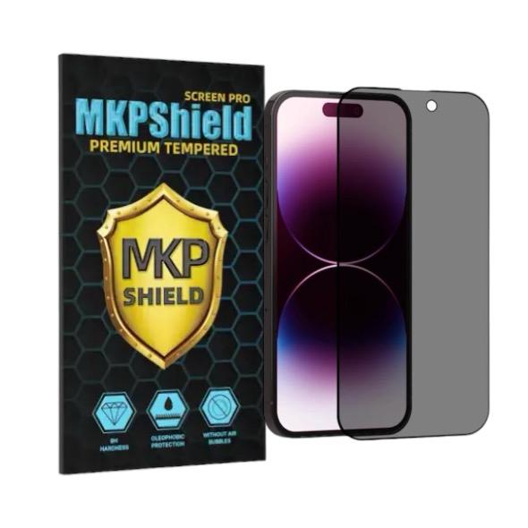Folie Protectie Privacy Sticla securizata Mkpshield, compatibila iPhone 15 Pro, Full Glue, Ultra HD