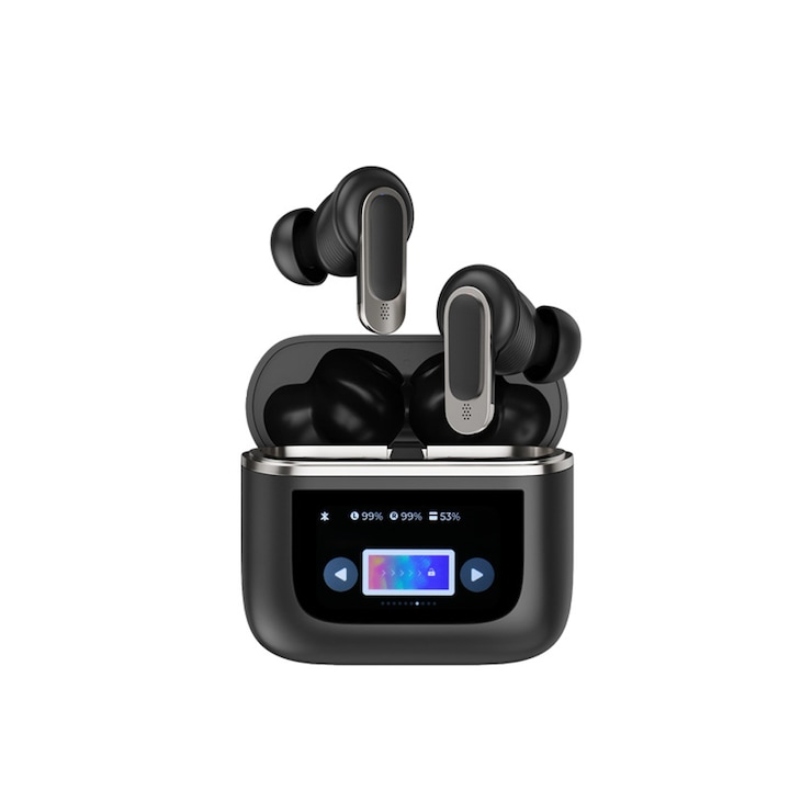 Casti Guess Bluetooth Wireless Over-Ear PU Leather 4G Tone on Tone Script Logo Negru