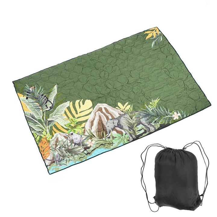 Постелка за пикник Longziming, водоустойчива, 195x156.5 см, за 3 души, с модерен дизайн, сгъваема, може да се пере в пералня