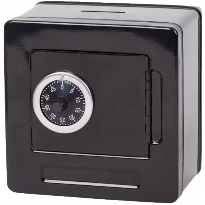 Мини метален сейф CARDSPLITTER, с код, 13.5x11x13.5cm, черен