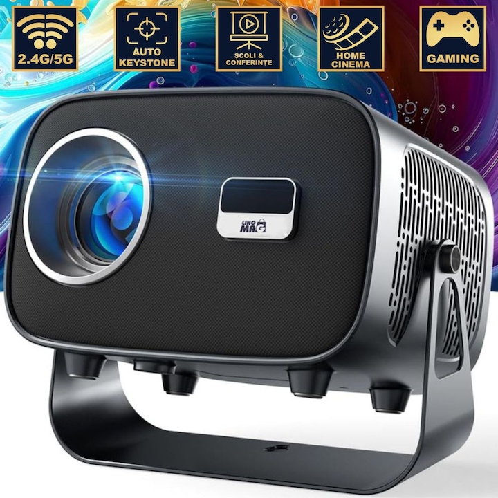 Mini Proiector LED Portabil, DLP100WM, HDMI out, USB, TF/SD Card, Wi-Fi, Negru
