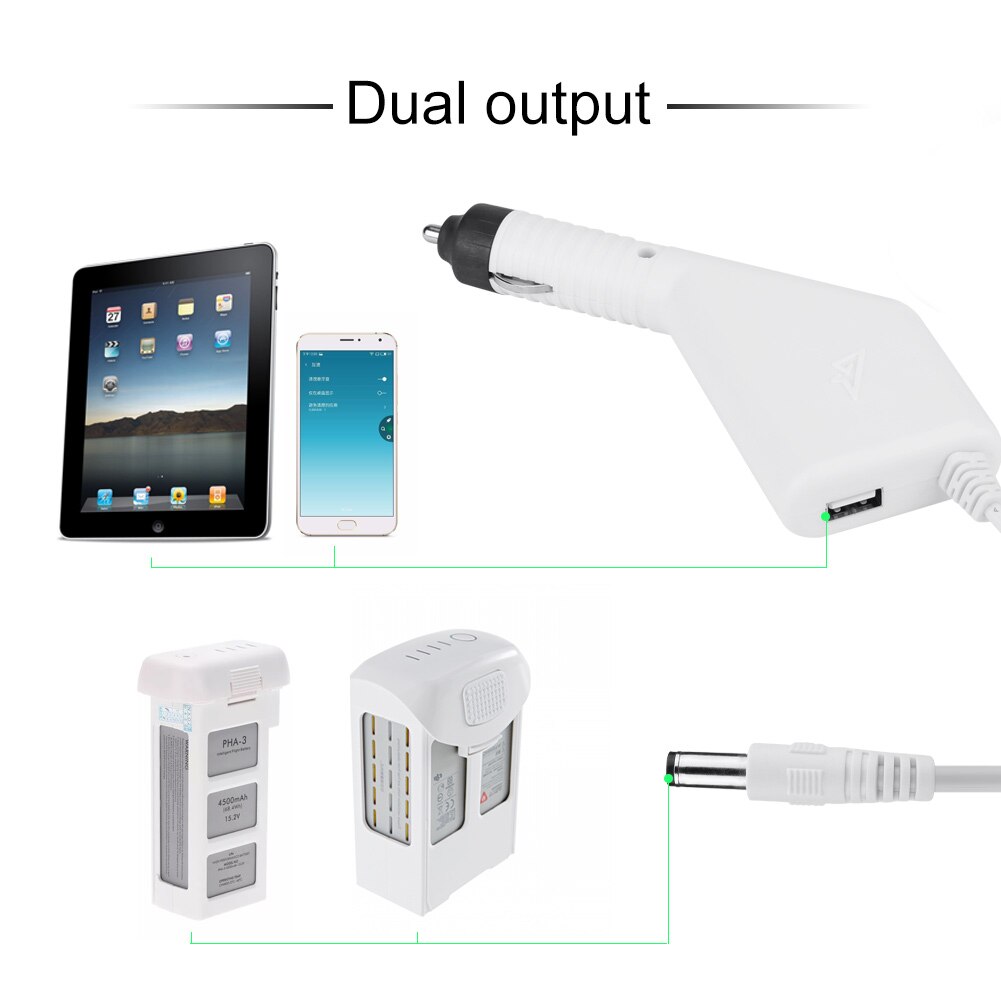 Incarcator auto pentru drone DJI Spark, Jormftte, in 1, alb