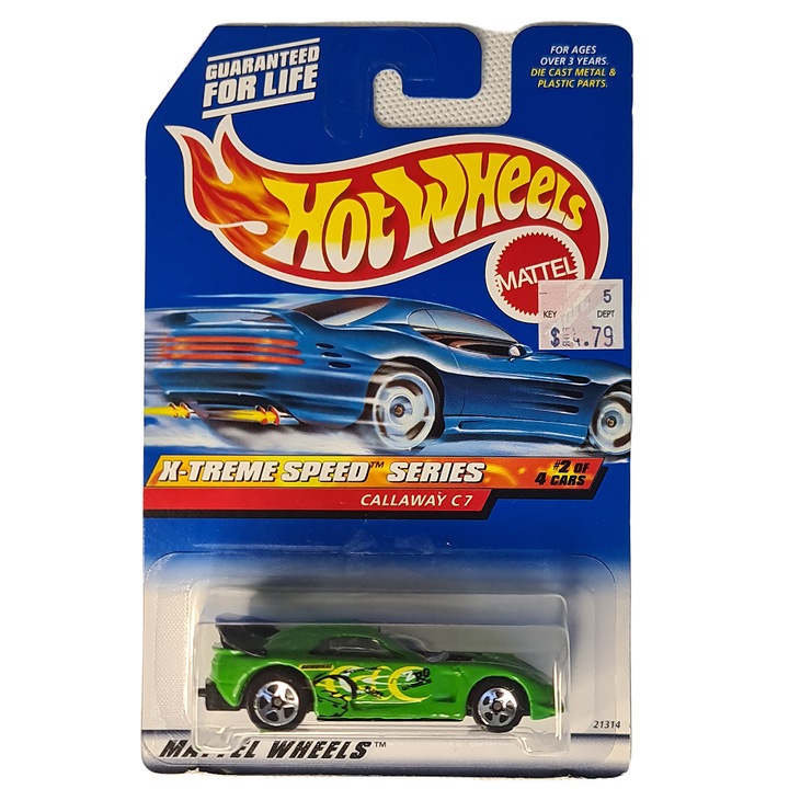 Кола Hot Wheels, Callaway C7, колекция X-Treme Speed Collection, издание 1999 г., 1:64, метал, зелен